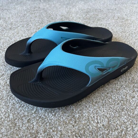 OOFOS Ooriginal Sport Recovery Cushioned Flip Flop Sandal Womens Size 7 Blue - Picture 1 of 13